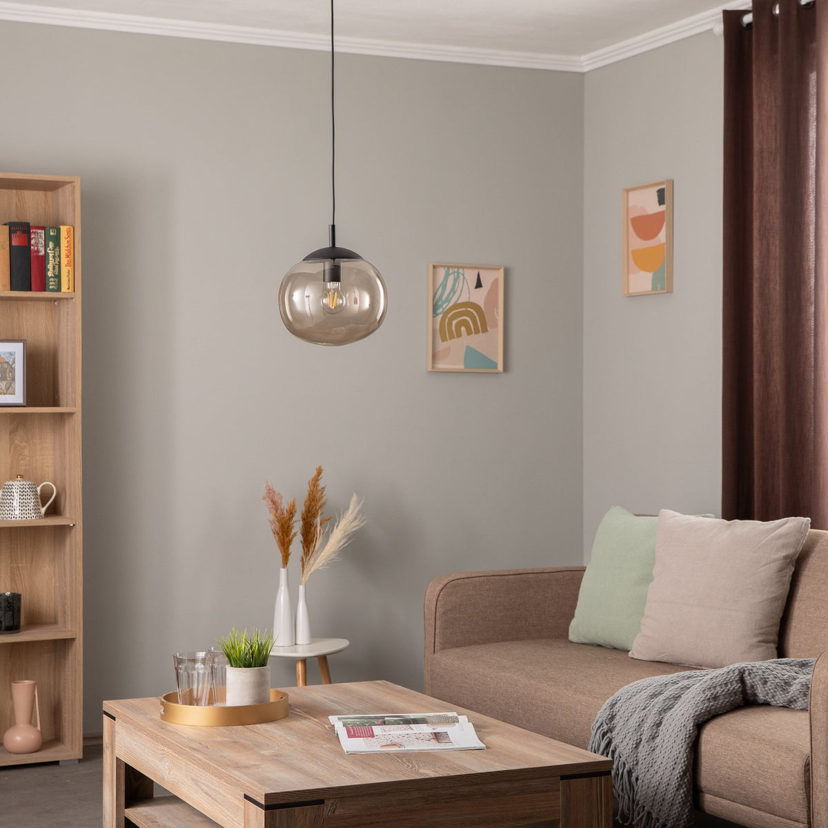 TK Lighting Vibe Hängeleuchte Pendelleuchte Glas braun transparent Lampenschirm - 5901780546762