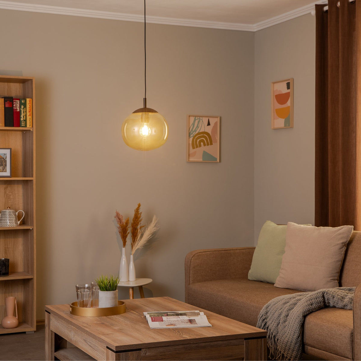TK Lighting Vibe Hängeleuchte Pendelleuchte Glas braun transparent Lampenschirm - 5901780546762