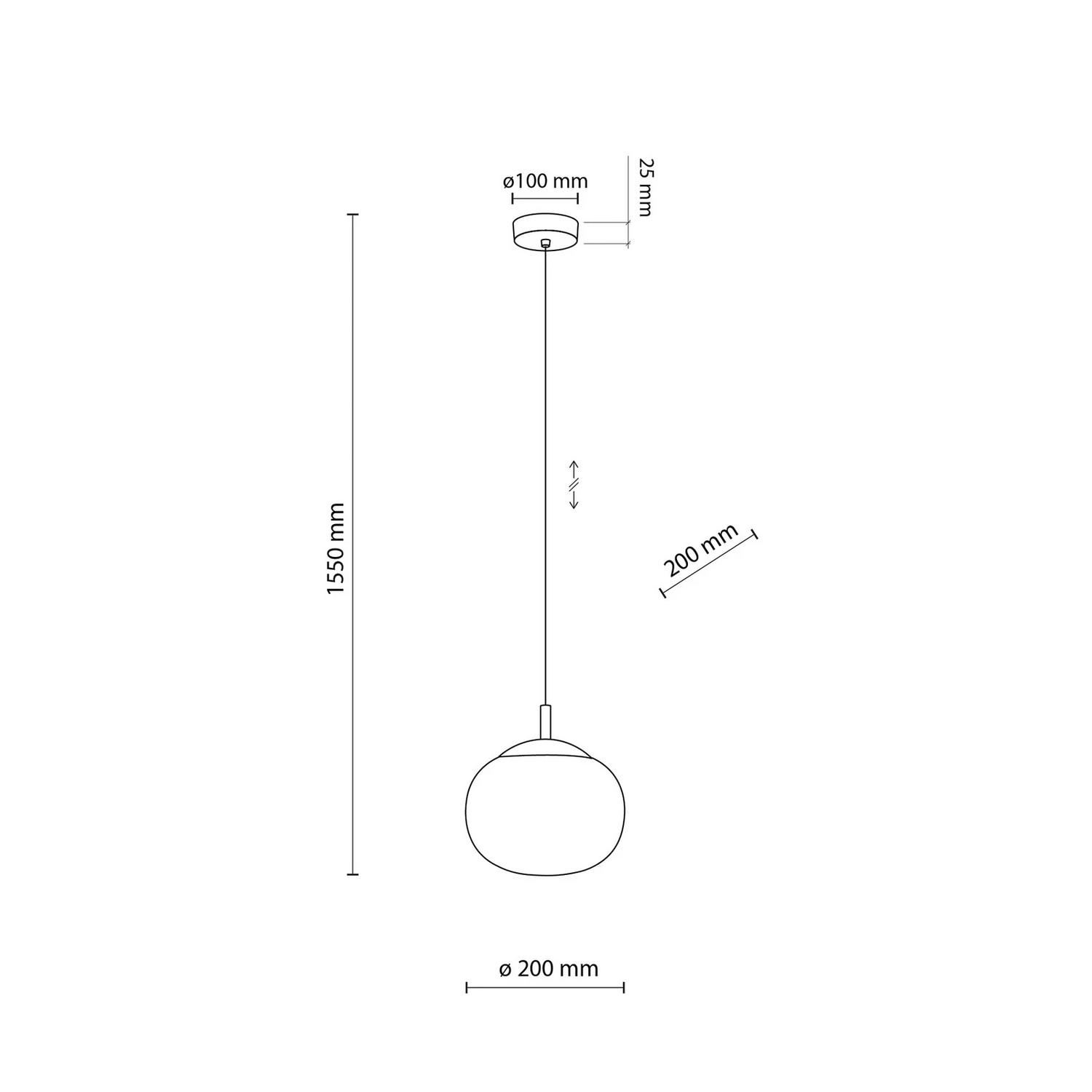 B-Ware Vibe Hängeleuchte Pendelleuchte Glas Opalweiß Leuchte ø 20 Cm Deckenlampe Lampe
