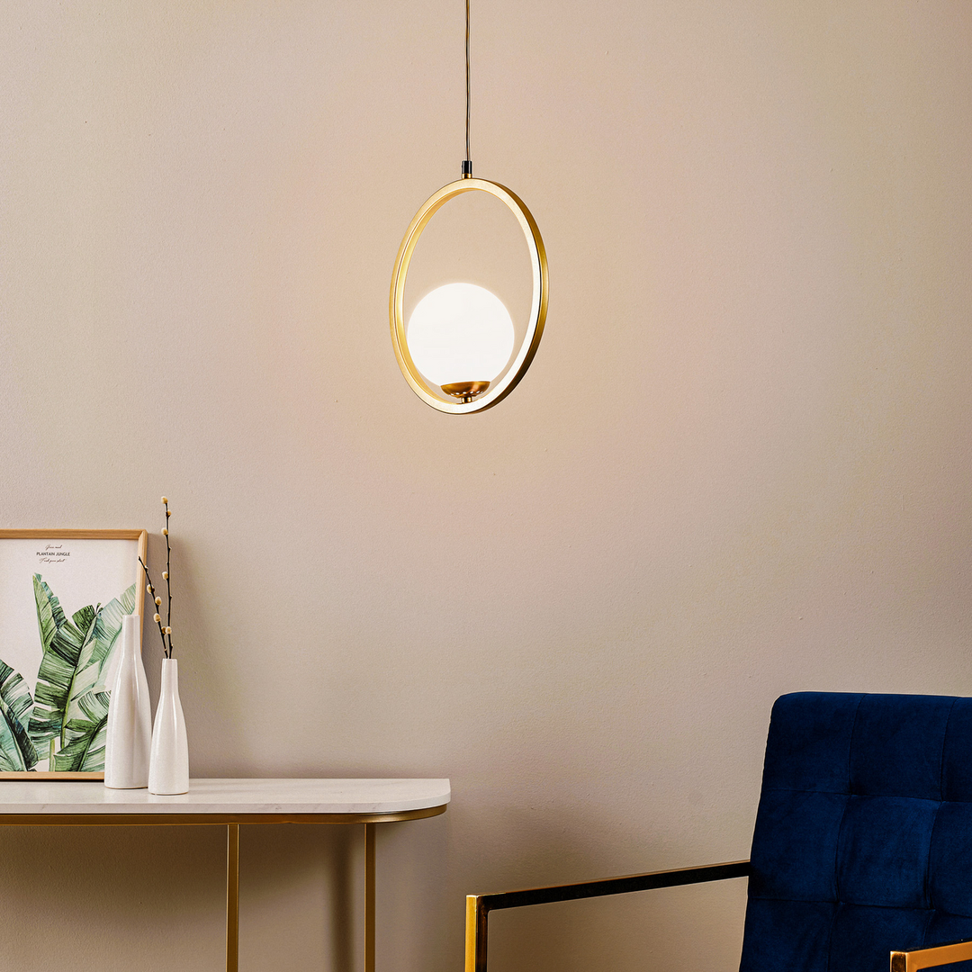Euluna Hängeleuchte Hängeleuchte Lampe Leuchte Vienna Opalglas Messing 1 Flammig B-Ware