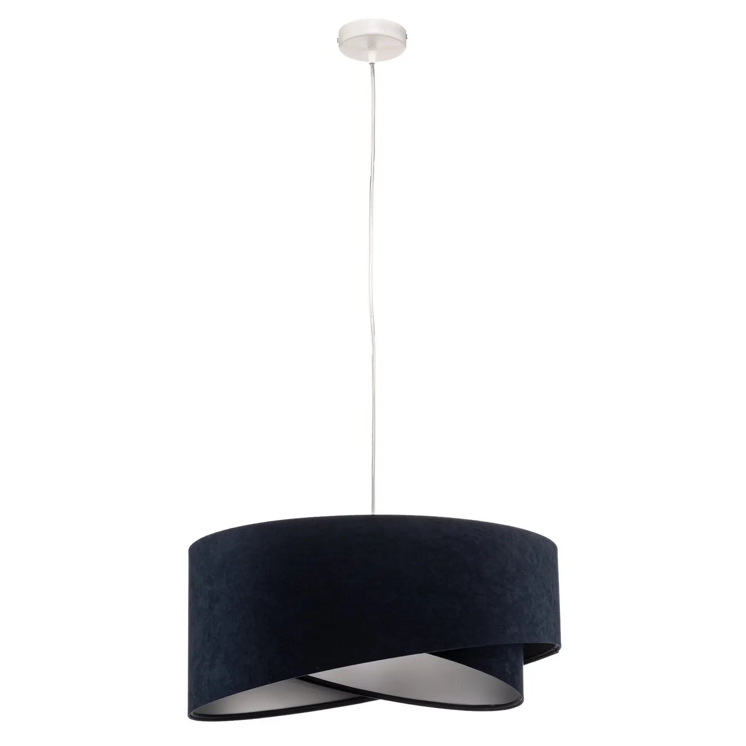 B-Ware Hängeleuchte Pendelleuchte Vivien Blau/Silber Velours Deckenlampe Kunststoff  - 5906742040128