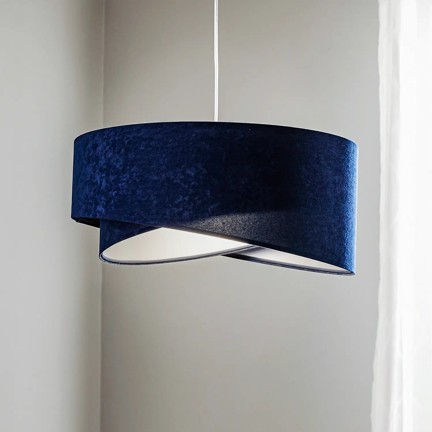 B-Ware Hängeleuchte Pendelleuchte Vivien Blau/Silber Velours Deckenlampe Kunststoff  - 5906742040128