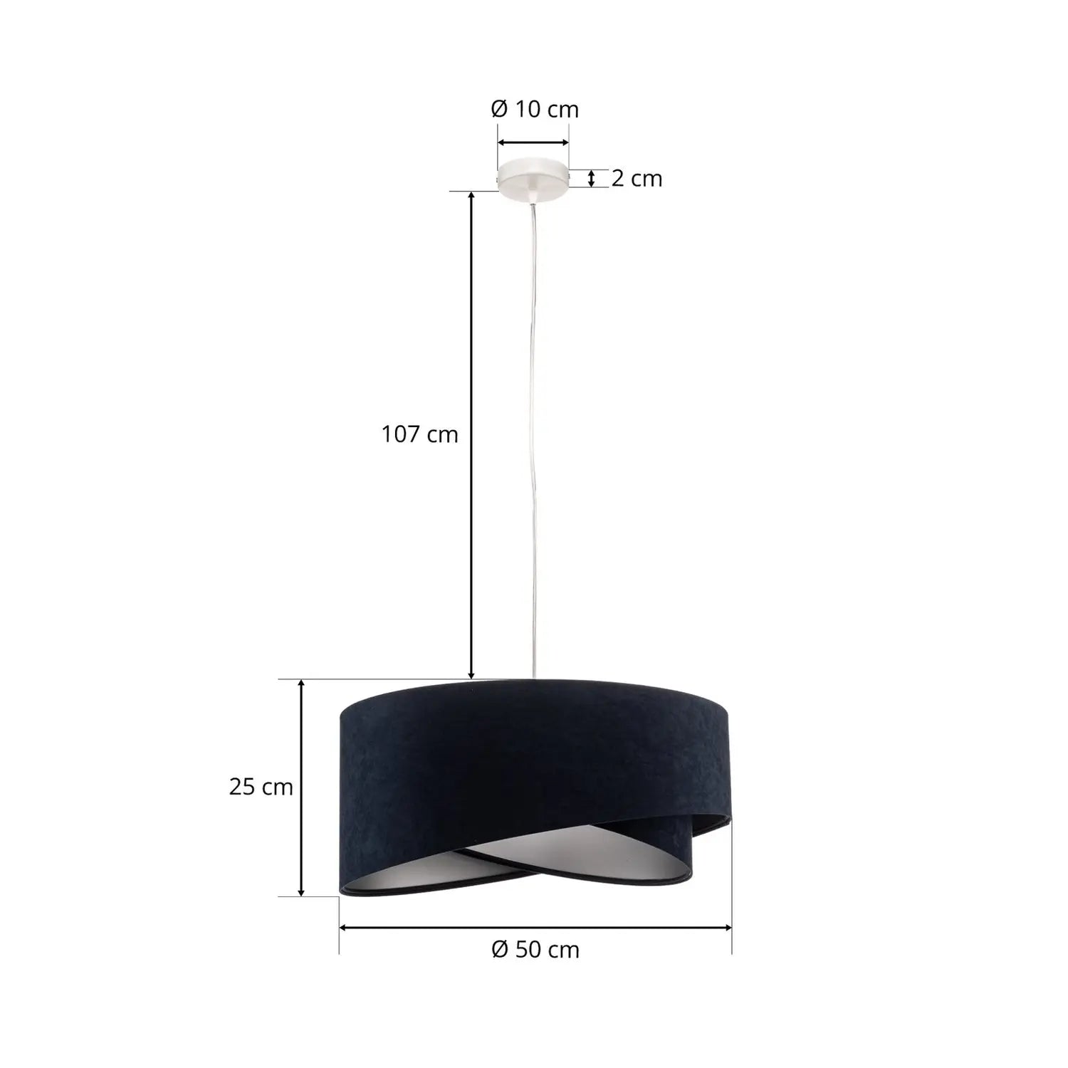 B-Ware Hängeleuchte Pendelleuchte Vivien Blau/Silber Velours Deckenlampe Kunststoff  - 5906742040128