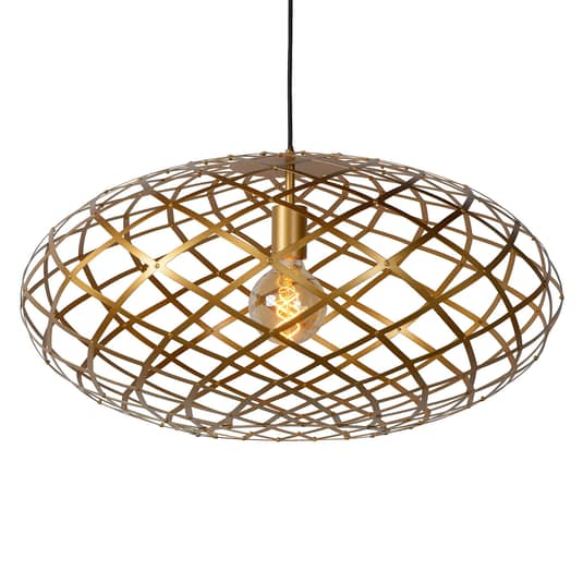 Lucide Hängeleuchte Hängeleuchte Lampe Leuchte Wolfram Schirm Oval 65 Cm Gold B-Ware - 5411212211132