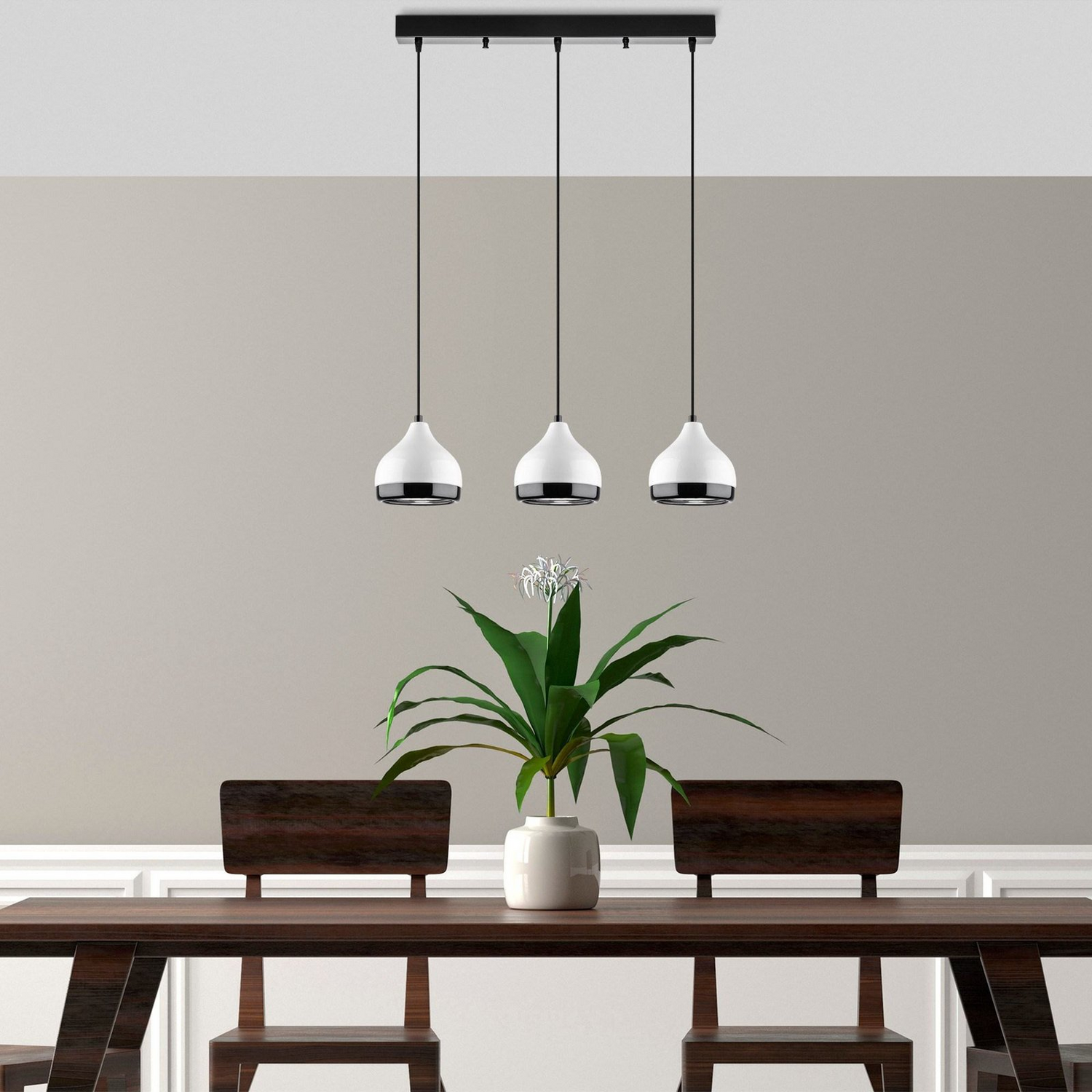 B-Ware Yildo Hängeleuchte Pendelleuchte 6878 Weiß/Schwarz Metall 3 Flammig Linear - 8683342650533