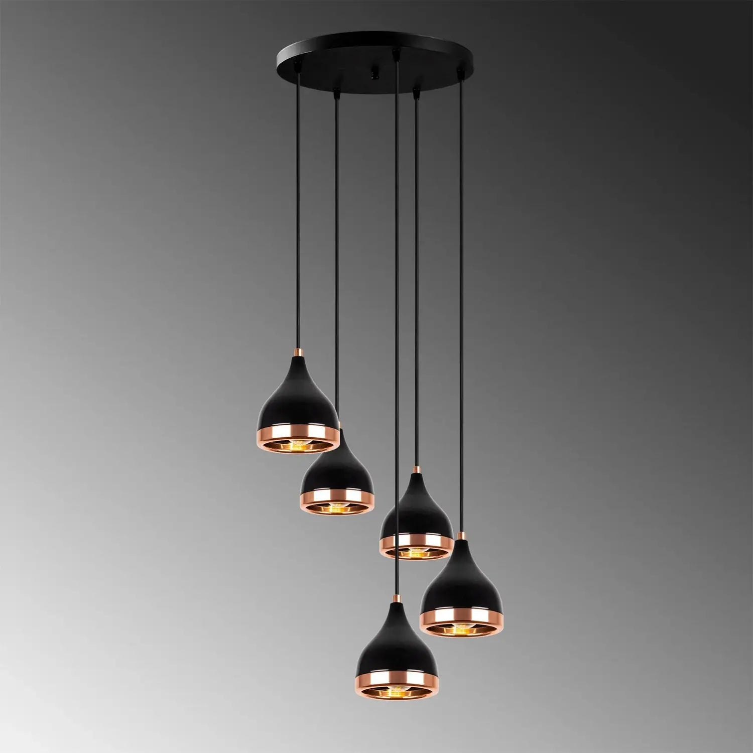 B-Ware Yildo Hängeleuchte Pendelleuchte Schwarz Kupfer Metall Leuchte Lampe Rund - 8681875877144