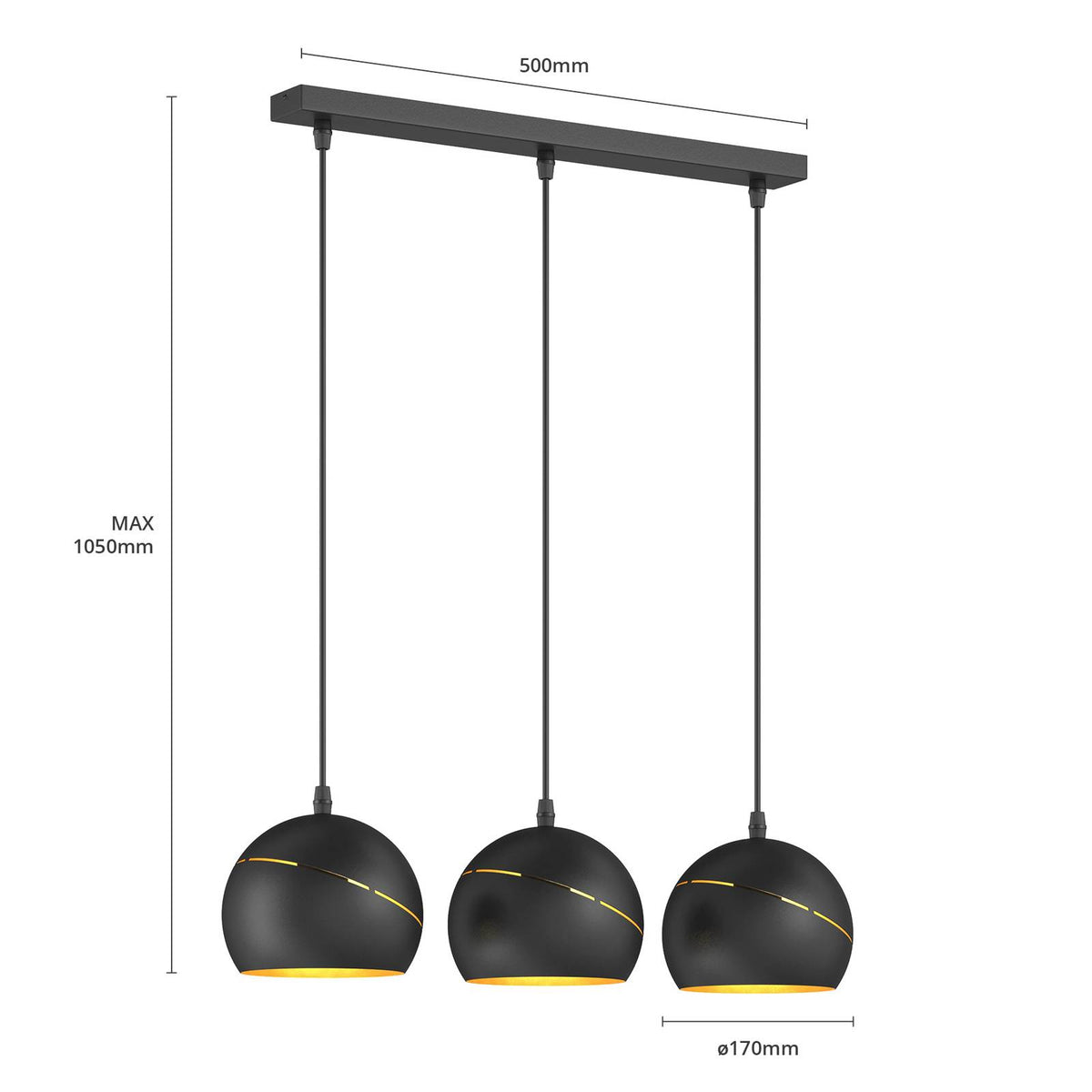 Euluna Hängeleuchte Yoda Pendelleuchte Deckenlampe Leuchte dreiflammig linear - 5901780520816