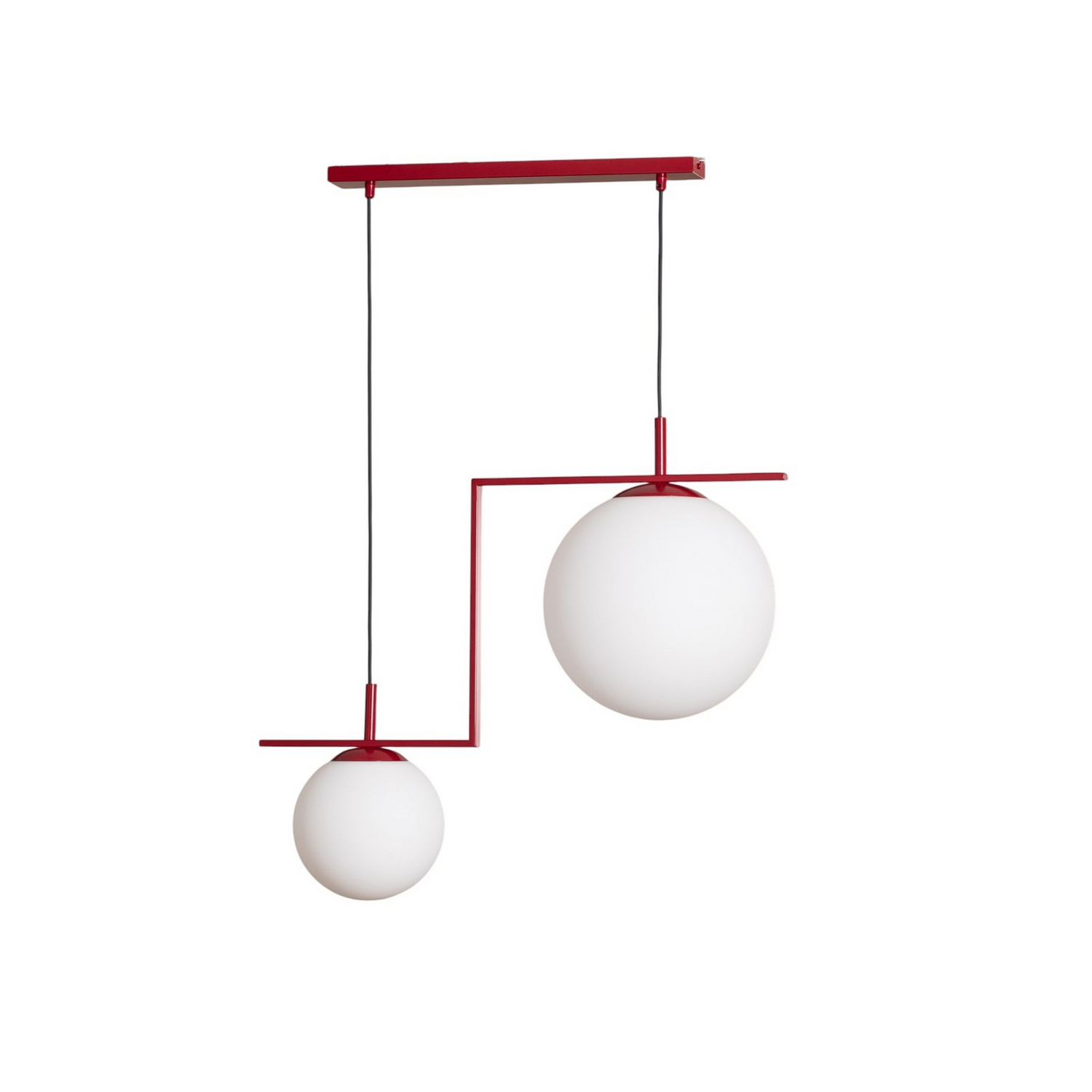 B-Ware Zac Hängeleuchte Pendelleuchte Opal Weinrot 2 Flammig Metall Glas Wohnzimmer - 5904798657406