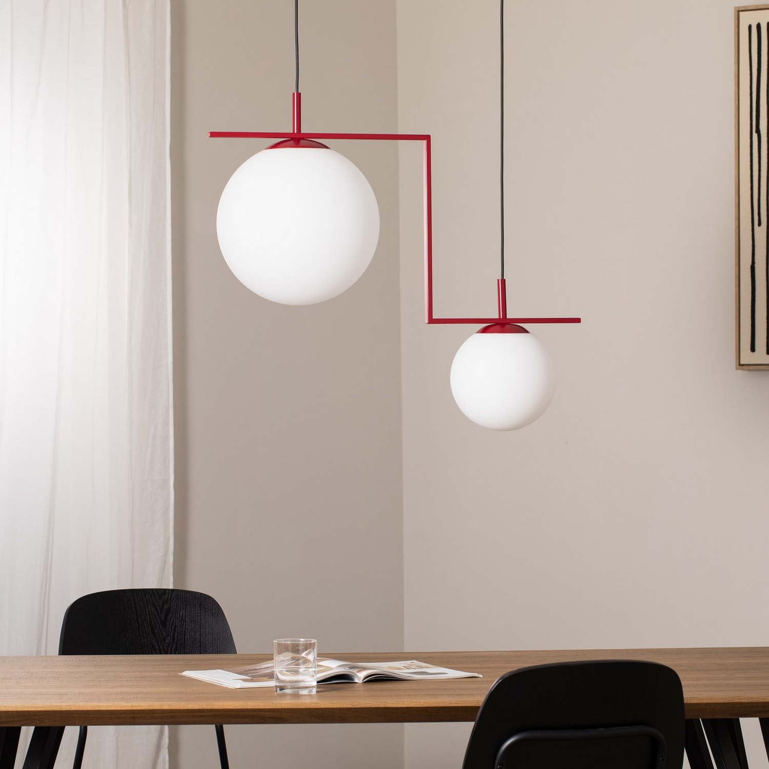B-Ware Zac Hängeleuchte Pendelleuchte Opal Weinrot 2 Flammig Metall Glas Wohnzimmer - 5904798657406