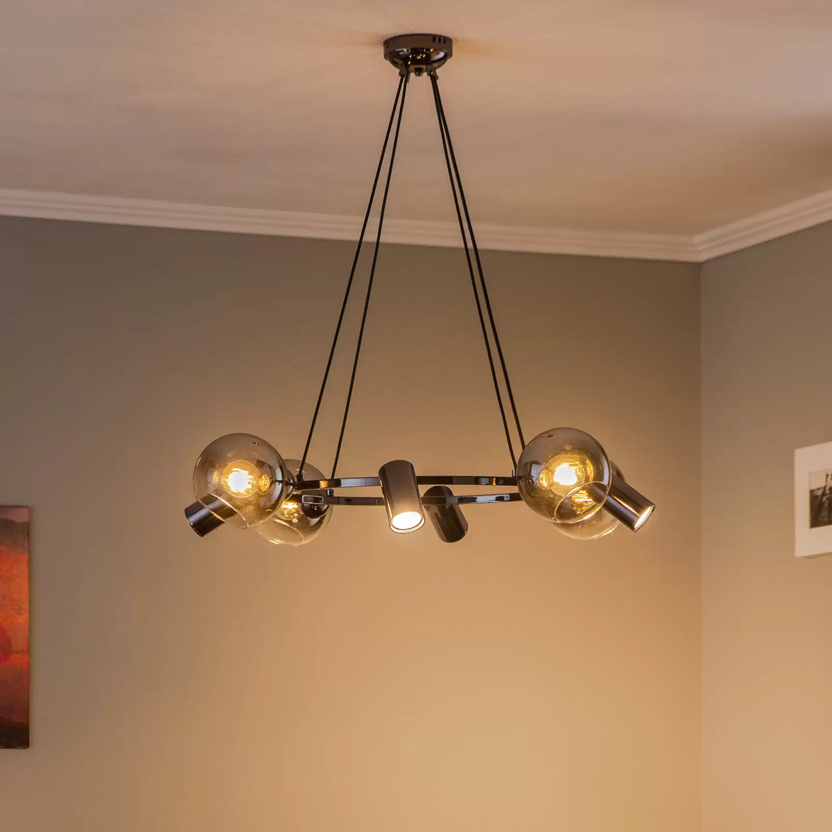 Lucea Hängeleuchte Zerde 4+4 Ø 82 cm schwarz-chrom 8-flammig Deckenlampe Lampe - 8698525600113