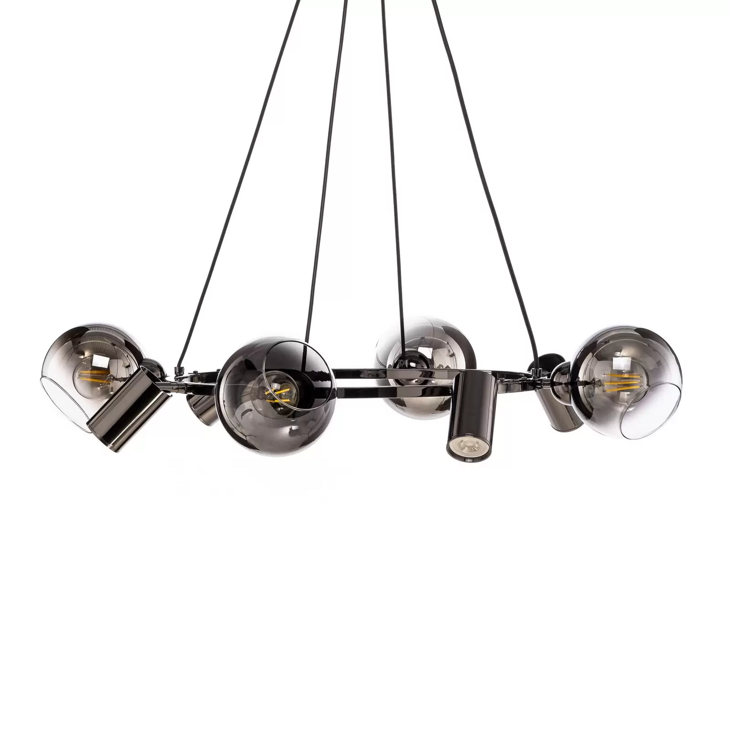 B-Ware Lucea Hängeleuchte Zerde 4+4 ø 82 Cm Schwarz Chrom 8 Flammig Deckenlampe Lampe - 8698525600113