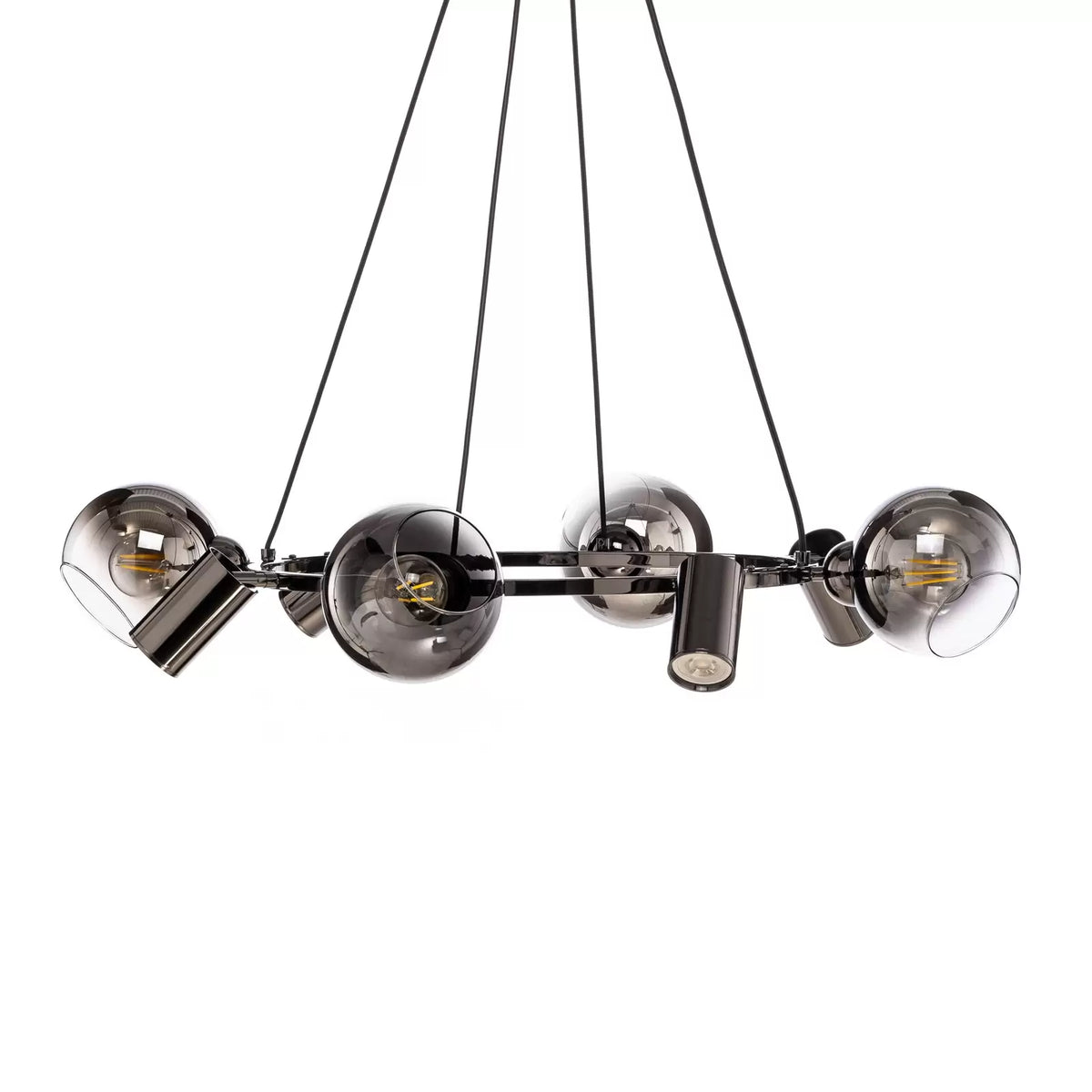 Lucea Hängeleuchte Zerde 4+4 Ø 82 cm schwarz-chrom 8-flammig Deckenlampe Lampe - 8698525600113