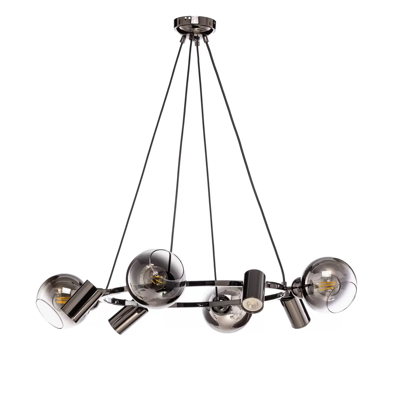 B-Ware Lucea Hängeleuchte Zerde 4+4 ø 82 Cm Schwarz Chrom 8 Flammig Deckenlampe Lampe - 8698525600113