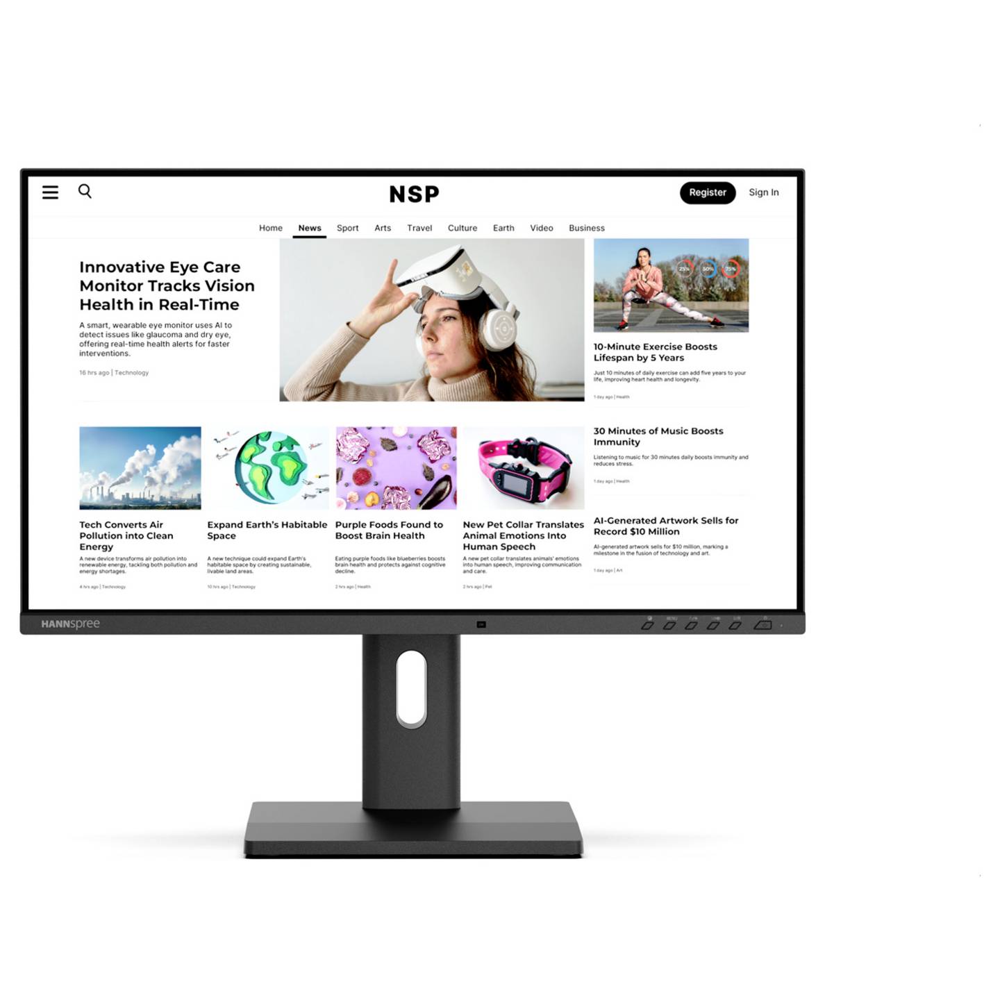 Hannspree Monitor Bildschirm LED Display Schwarz Full HD HDMI USB 23 8 Zoll - 4711404025020