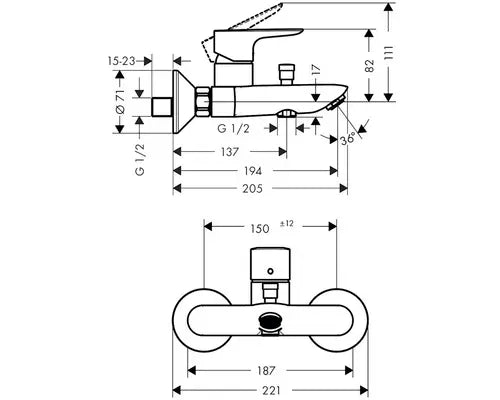 B-Ware Hansgrohe Armatur Badewannenarmatur Badarmatur Einhebelmischer Talis E Schwarz - 4059625232248