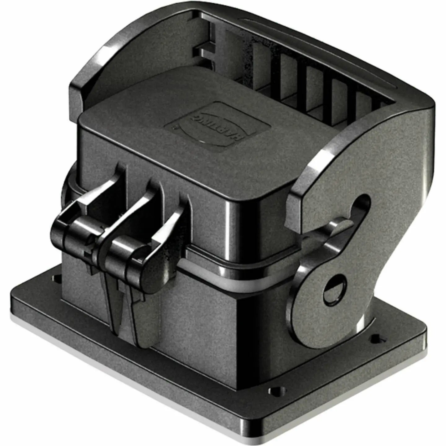 B-Ware Harting Anbaugehäuse Gehäuse Kunststoff Schwarz 6 B Längsbügel Klappdeckel - 2050009657819