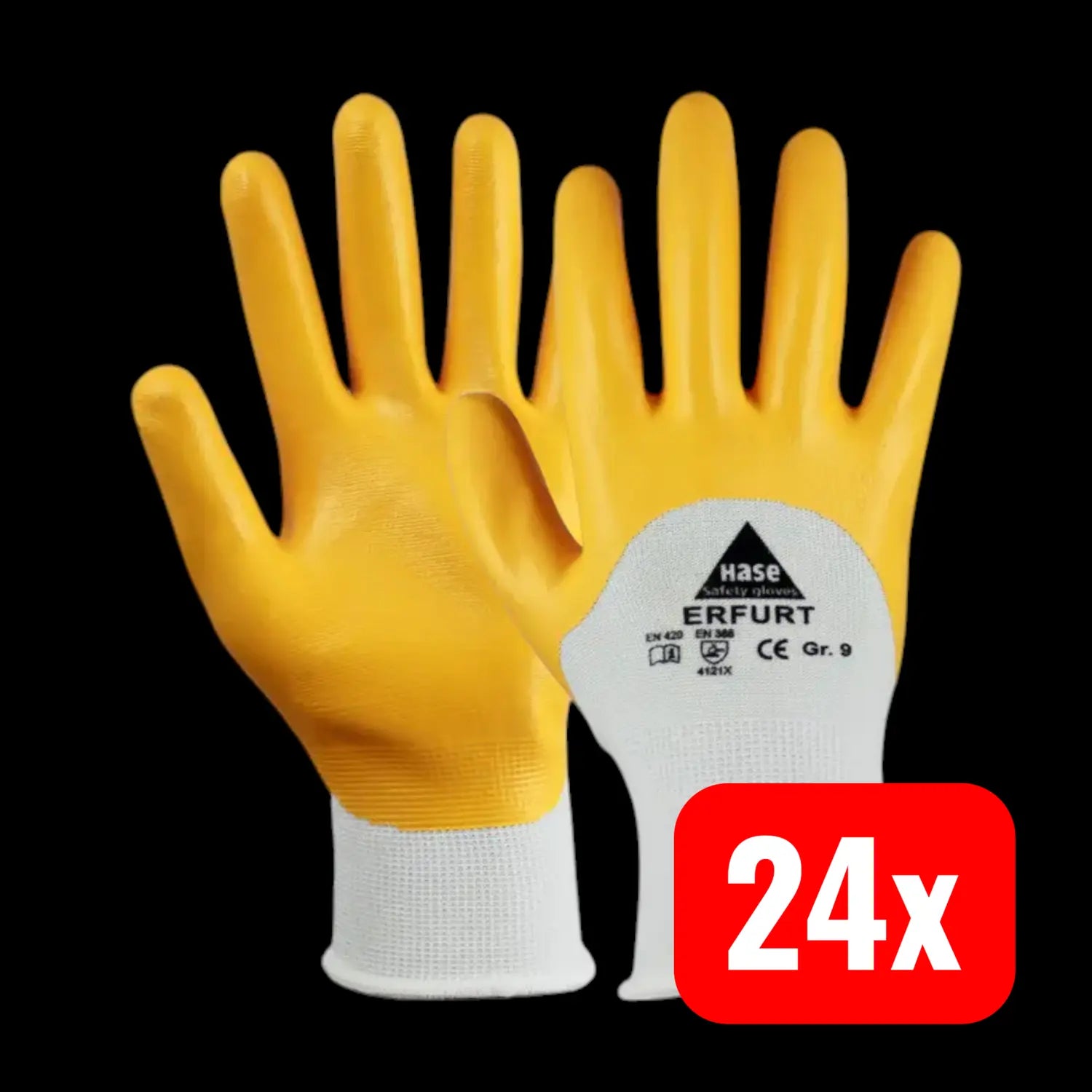 B-Ware Hase Arbeitshandschuhe Handschuhe Nitril Größe 12 Polyester Weiß Gelb 24 Paar - 4018949901124