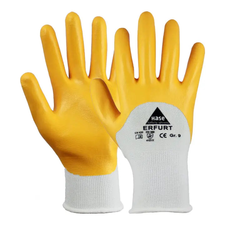 B-Ware Hase Arbeitshandschuhe Handschuhe Nitril Größe 12 Polyester Weiß Gelb 24 Paar - 4018949901124