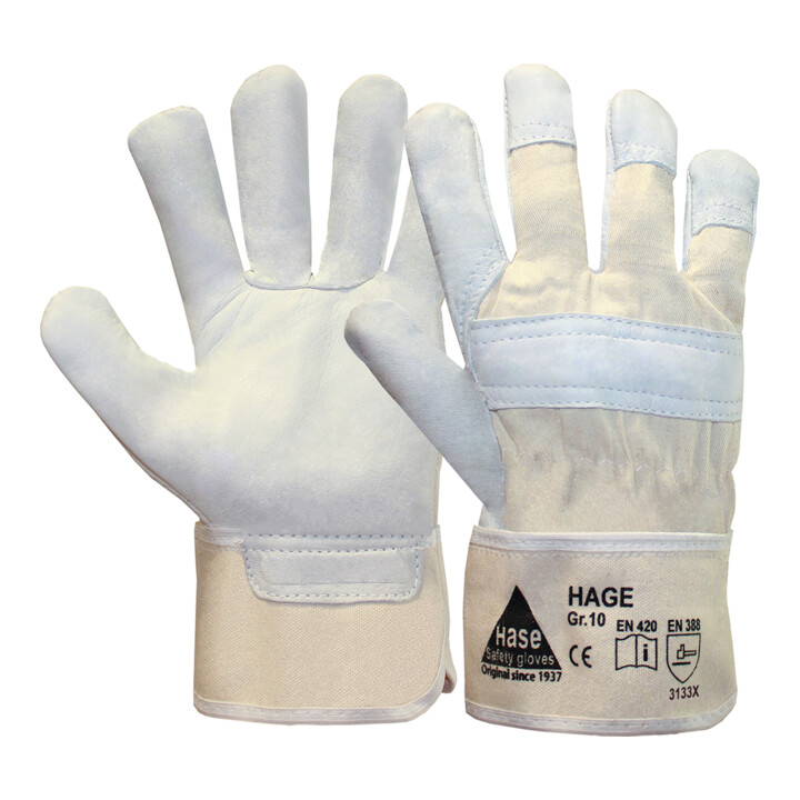 Hase Arbeitshandschuhe Handschuhe Narbenleder Größe 10 Beige Vollleder 12er Set B-Ware - 4018949929104