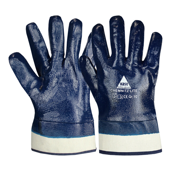 B-Ware Hase Nitrilhandschuh Arbeitshandschuh Baumwolle Größe 8 Nitril 12 Paar - 4018949942080