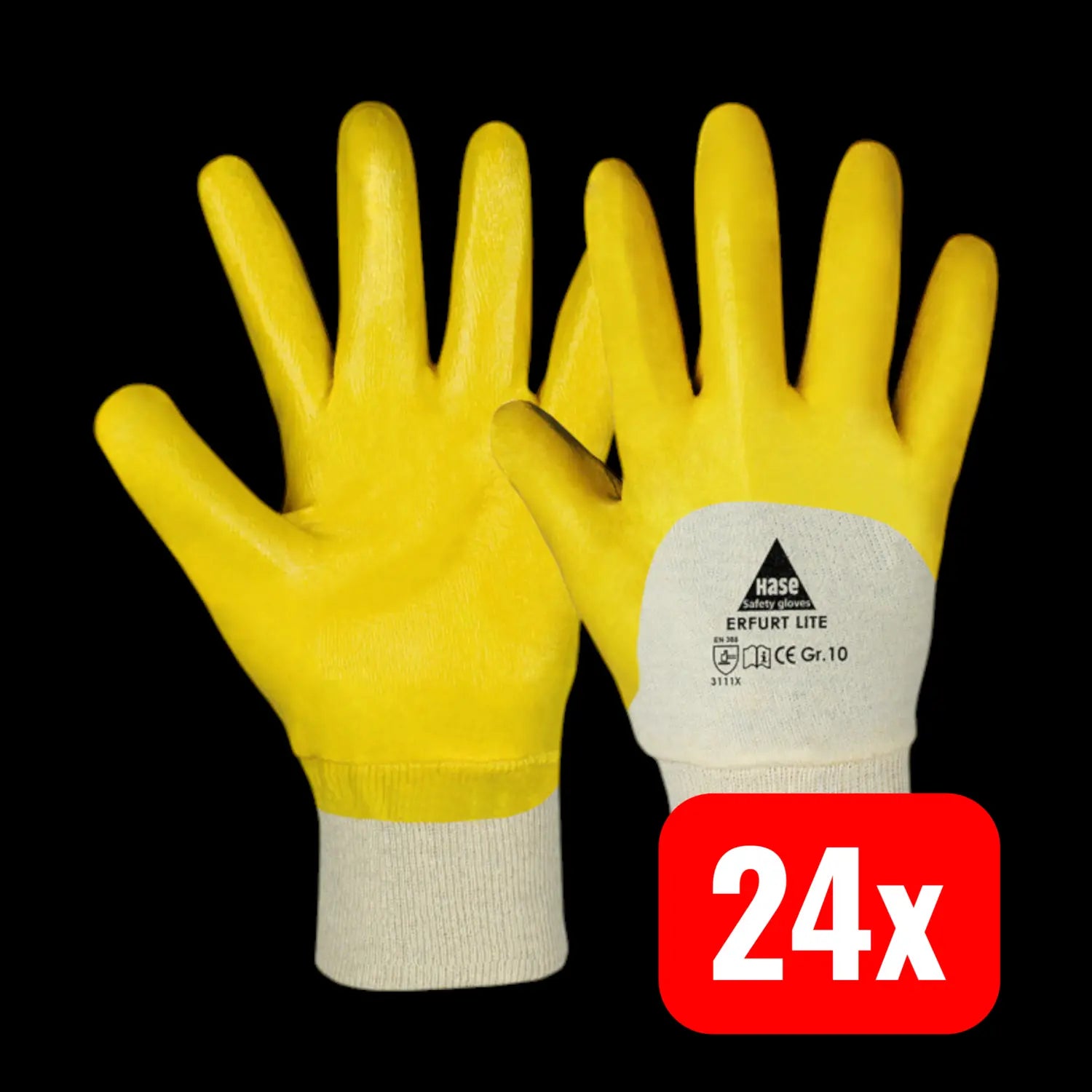 B-Ware Hase Erfurt Lite Nitrilhandschuh Arbeitshandschuh Größe 10 Baumwolle 24 Paar - 4018949901407
