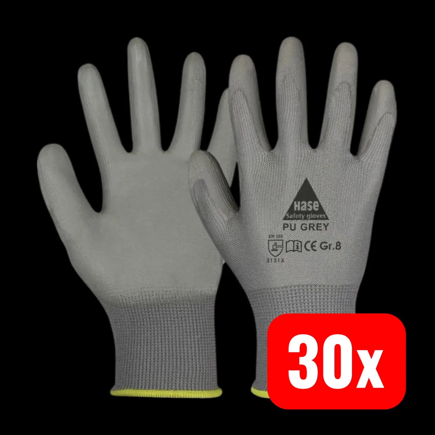 B-Ware Hase Handschuh Montagehandschuh Arbeitshandschuh Polyester Pu Gr 10 Grau 30 Paar - 4018949379046