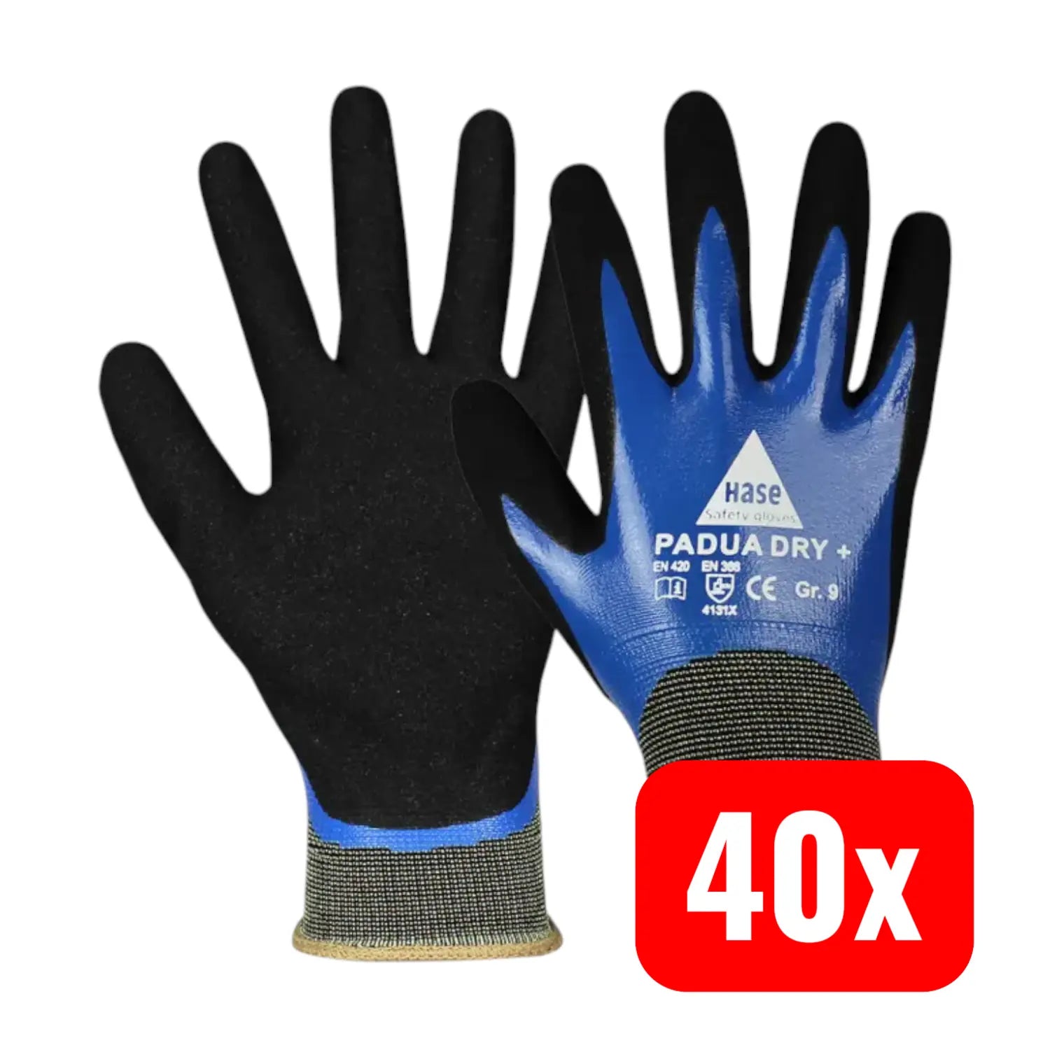B-Ware Hase Montagehandschuhe Arbeitshandschuhe Padua Dry+ Nylon Gr 9 Schwarz 40 Paar - 4018949586895