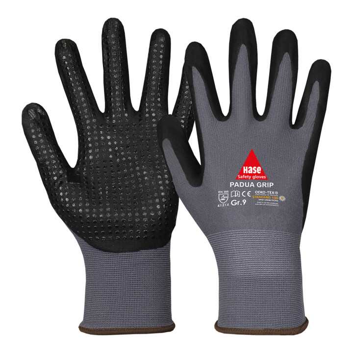 B-Ware Hase Montagehandschuhe Arbeitshandschuhe Padua Grip Größe 11 Nylon Grau 10 Paar - 4018949815117