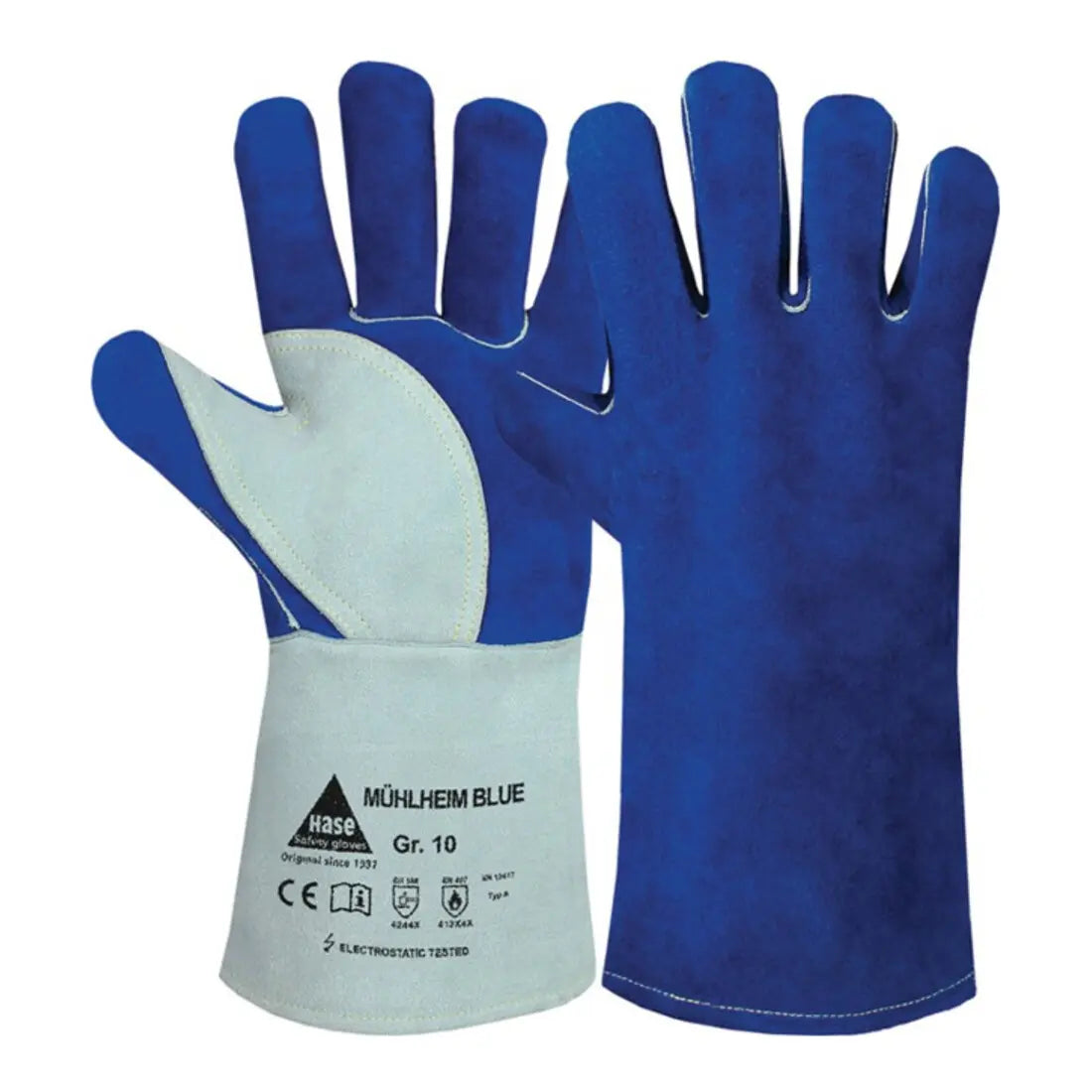 B-Ware Hase Schweißerhandschuh Arbeitshandschuh Rindspaltleder Größe 11 Blue 6 Paar - 4018949789036