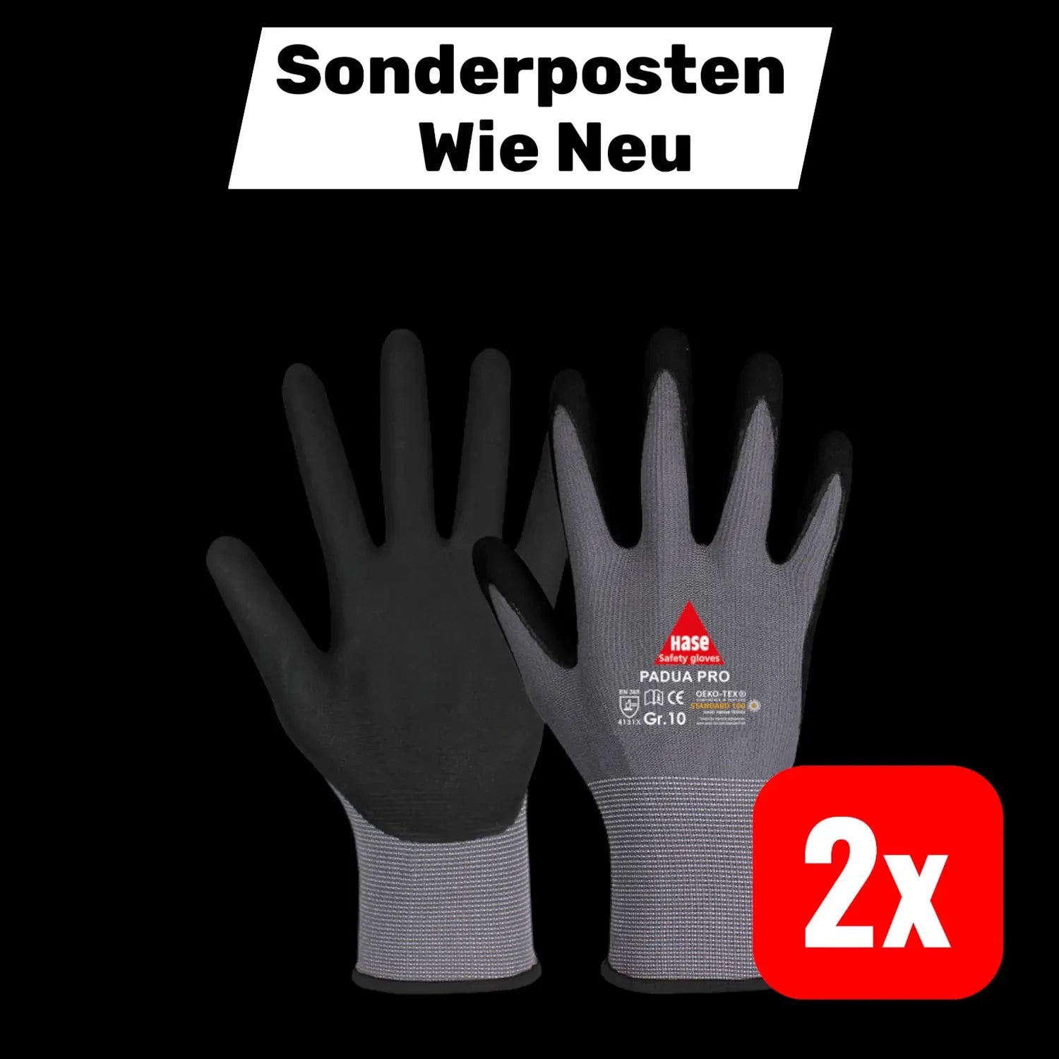 B-Ware Hase Schutzhandschuhe Arbeitshandschuhe Padua Pro Polyester Größe 9 2x10 Stück - 4018949508651