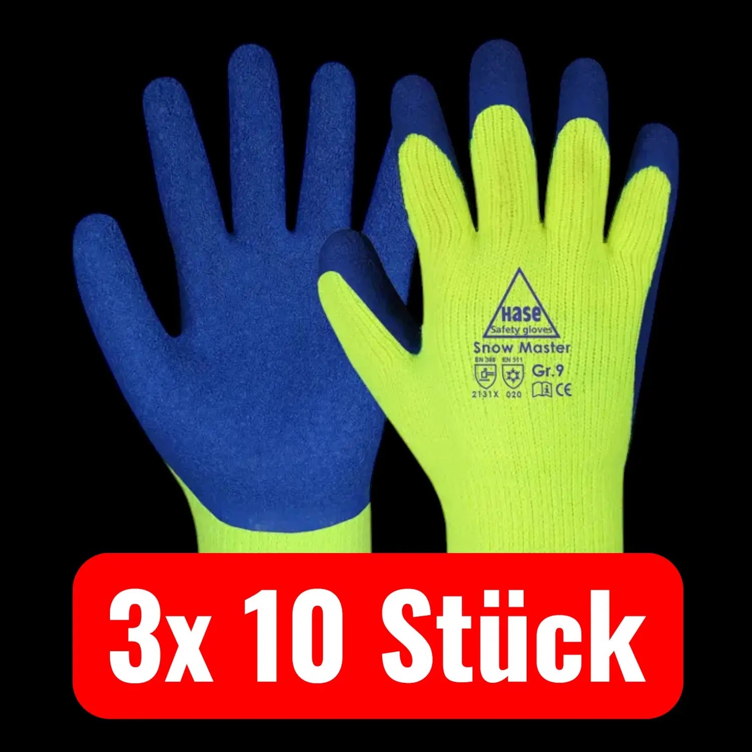 B-Ware Hase Winterhandschuh Montagehandschuh Polyacrylstrick Größe 11 Snow 3x10 Stück - 4018949508330