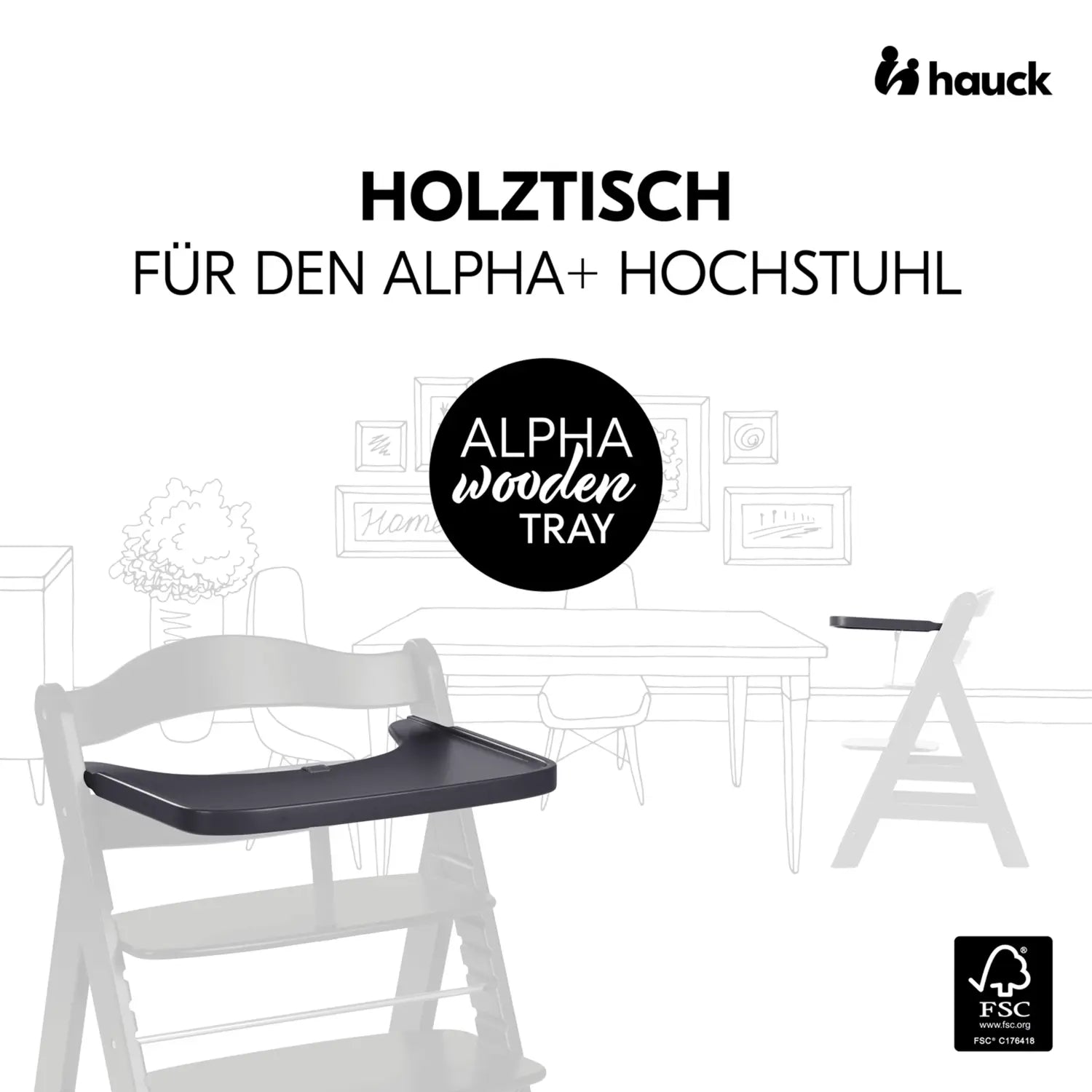 B-Ware Hauck Tablett Holzbrett Ablage Alpha Beta Hochstuhl Zubehör Dunkelgrau - 4007923550564