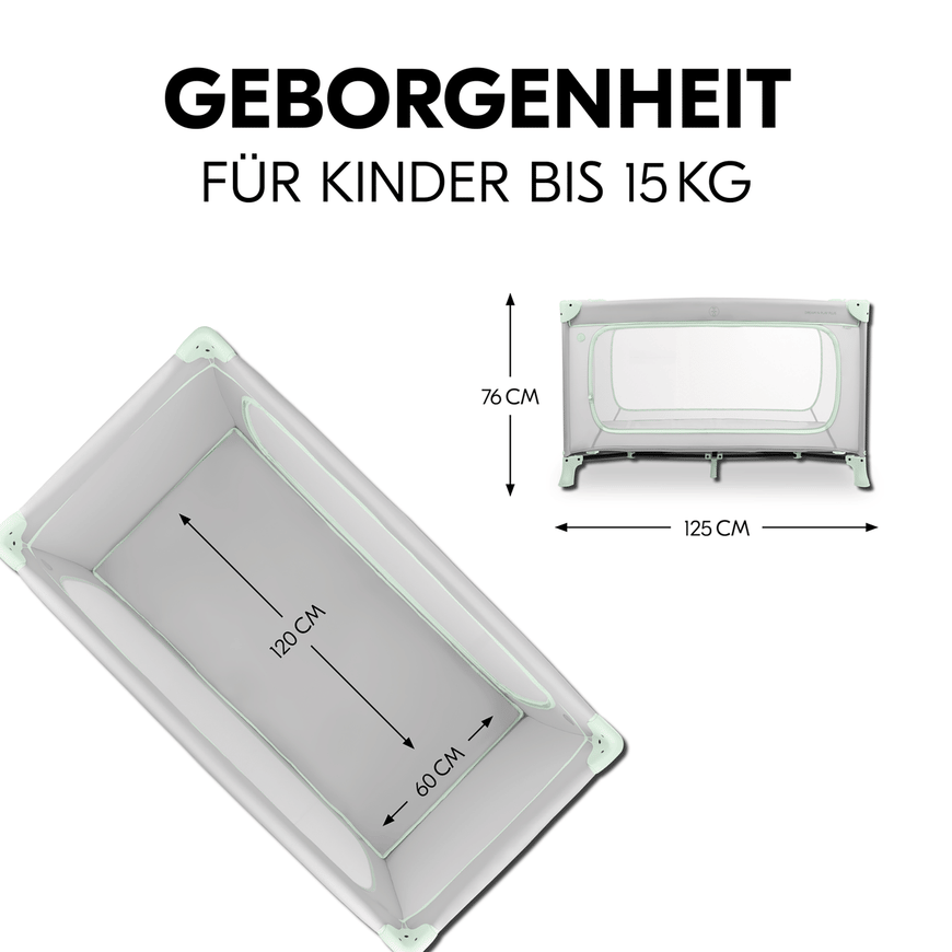 Hauck Reisebett Babybett Kinderbett Dream N Play Plus Dusty Mint Faltbar B-Ware