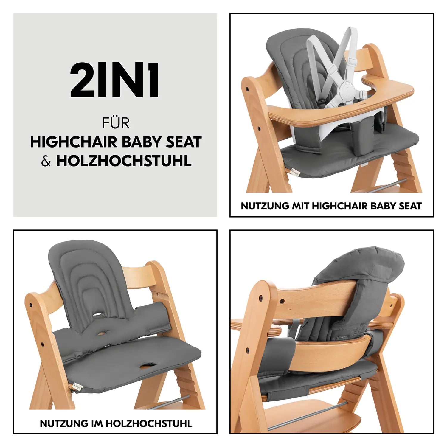 B-Ware Hauck Sitzkissen Kissen Hochstuhl Polster Dark Grey Alpha Beta Arketa Holzstuhl - 4007923667804