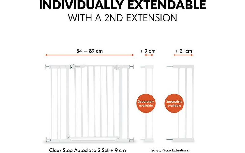 B-Ware Hauck Türschutzgitter Schutzgitter Clear Step Autoclose 2 Set Verlängerung Weiß - 4007923597491