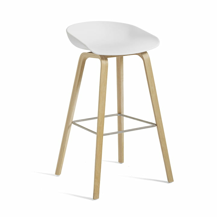 B-Ware Hay About A Stool Aas 32 Hocker Sitz H 75 Cm Eiche Lackiert Edelstahl White 2.0 - 5710441346869