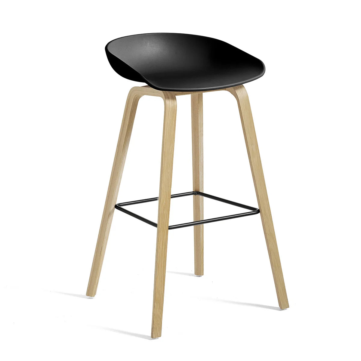 HAY Hocker Barstuhl About A Stool Sitzhöhe 65 cm Eiche Schwarz Kunststoffgleiter - 5710441378341