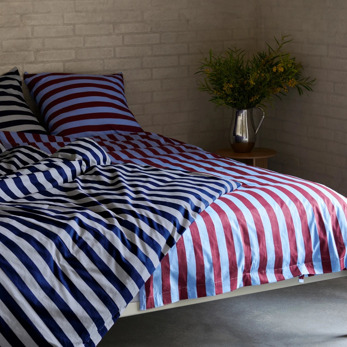 Bettbezug Decke Hülle Bezug HAY Baumwolle Blau Weiß 200 x 200 cm - 5710441306924
