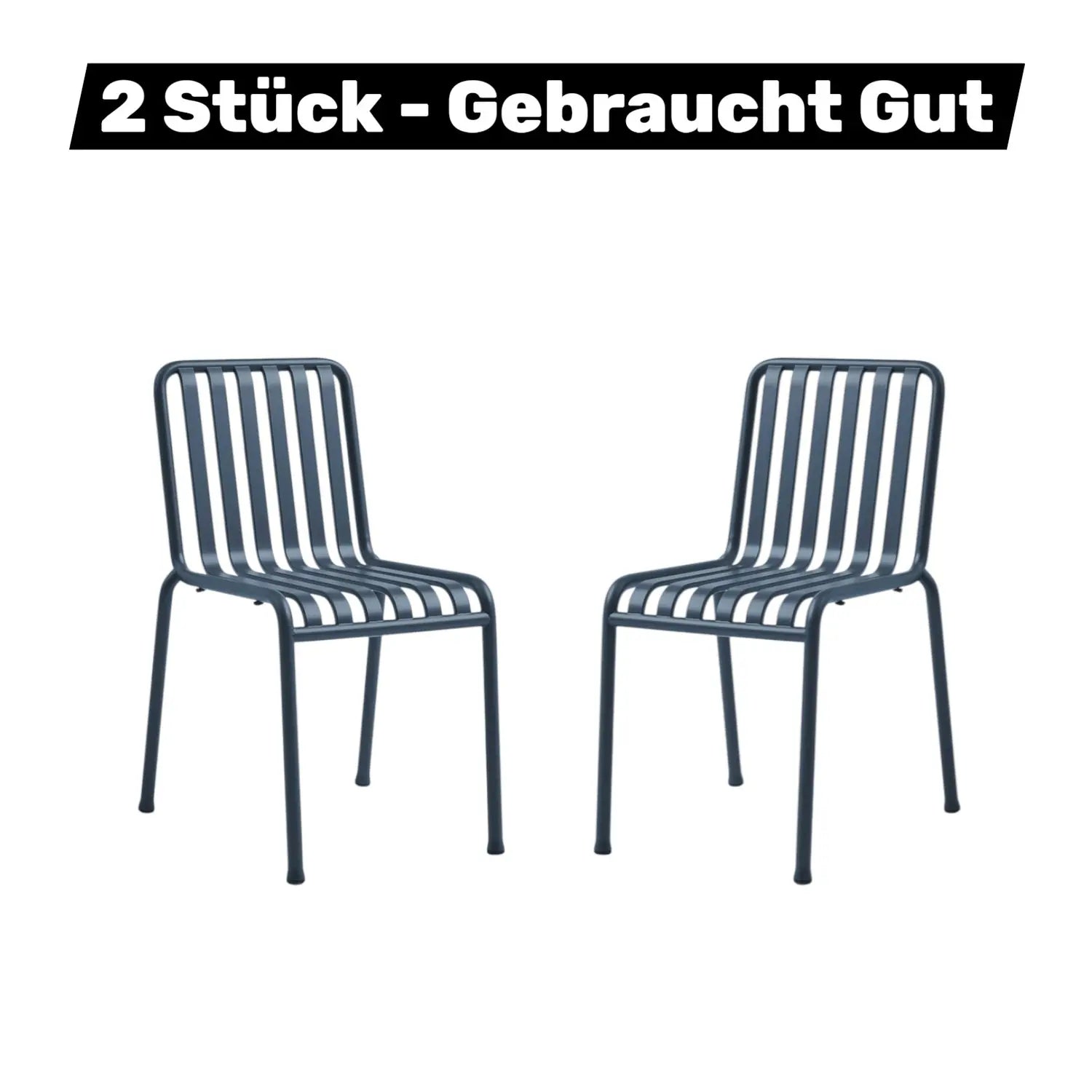 B-Ware Hay Palissade Stuhl Gartenstuhl Metallstuhl Deep Blue Exklusive Edition 2 Stück - 4251384260122