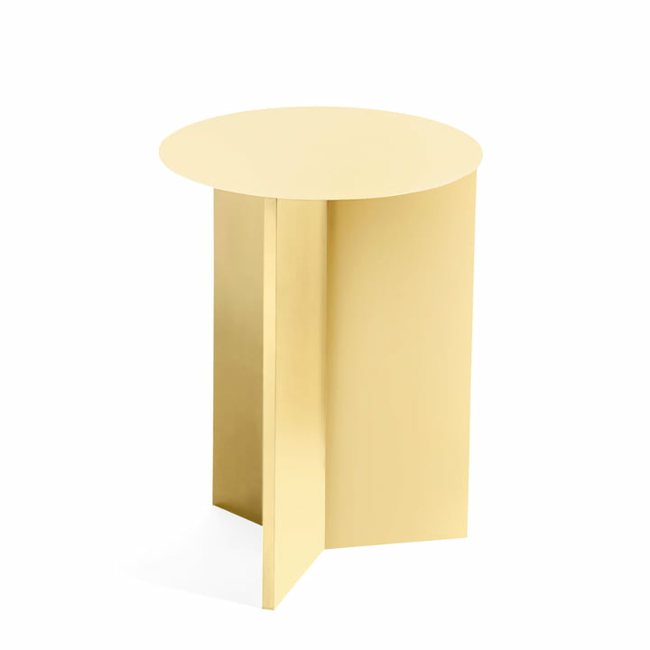 B-Ware Hay   Slit Table Round Beistelltisch Designer Wohnzimmertisch 47x35cm Hellgelb - 5710441265962