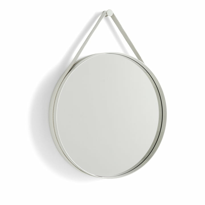 B-Ware Hay Strap Mirror No. 2 Spiegel Wandspiegel Dekospiegel Stahl ø 50 Cm Hellgrau