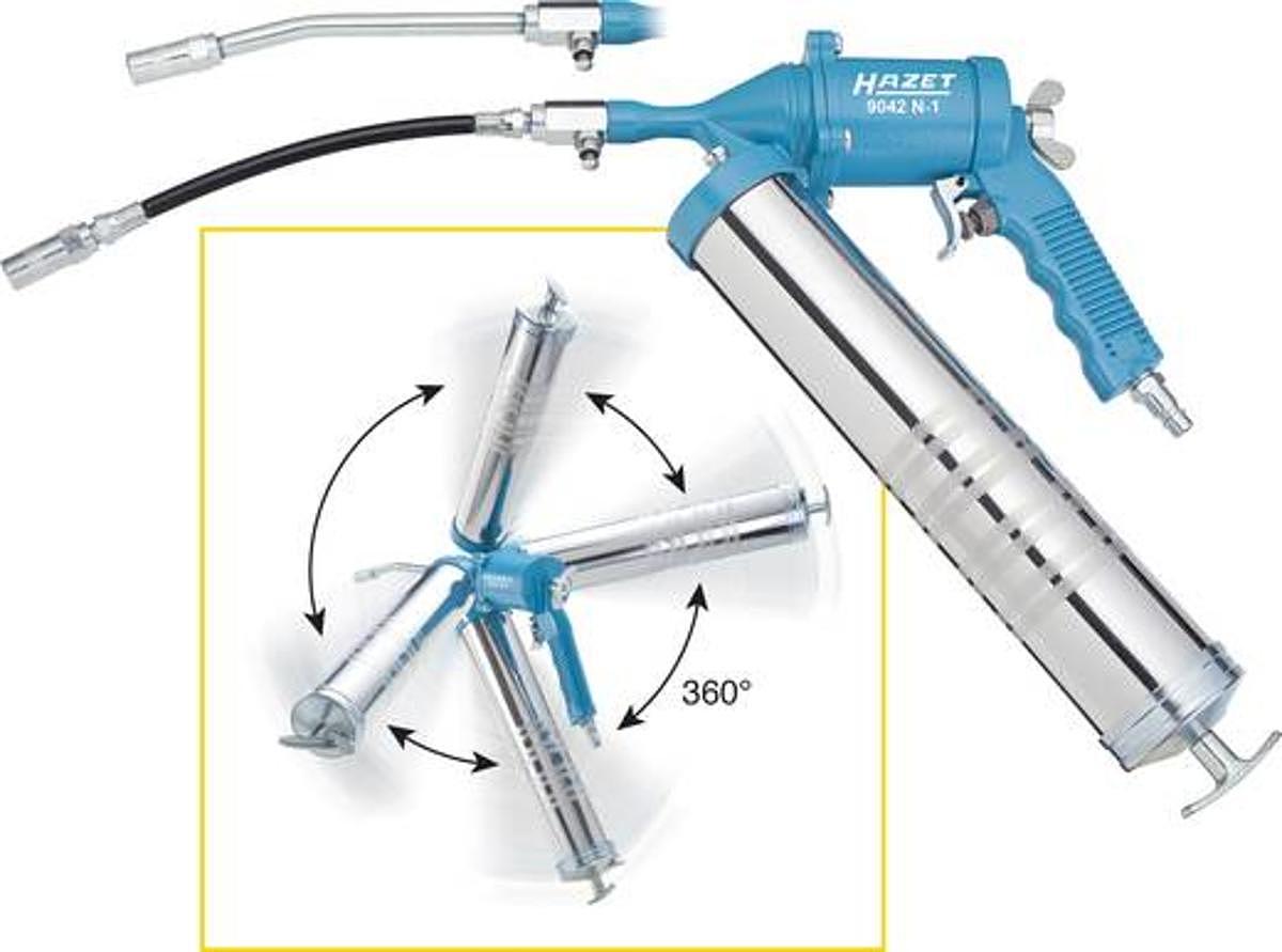 Hazet 9042 N 1 Druckluft Fettpresse 6.3 Bar Kontinuierliche Fettförderung B-Ware - 4000896176472