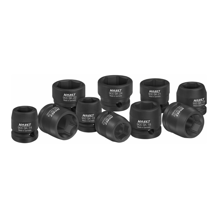 Hazet Schlagschrauber Maschinensteckschlüssel Satz 12.5mm 10tlg Vierkant Schwarz B-Ware - 4000896246434