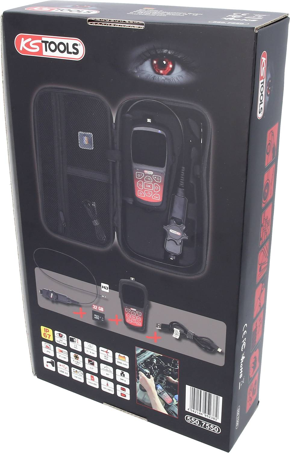 D-Ware Ks Tools 550.7550 Videoskop Satz Sonden ø: 3.9 Mm Testgerät Messgerät Defektware - 4042146952382