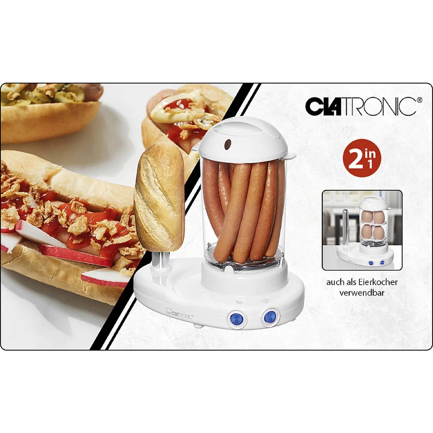 B-Ware Clatronic Hdm 3420 Ek N Hot Dog Maker 380 Watt Weiß Transparent - 4006160511369