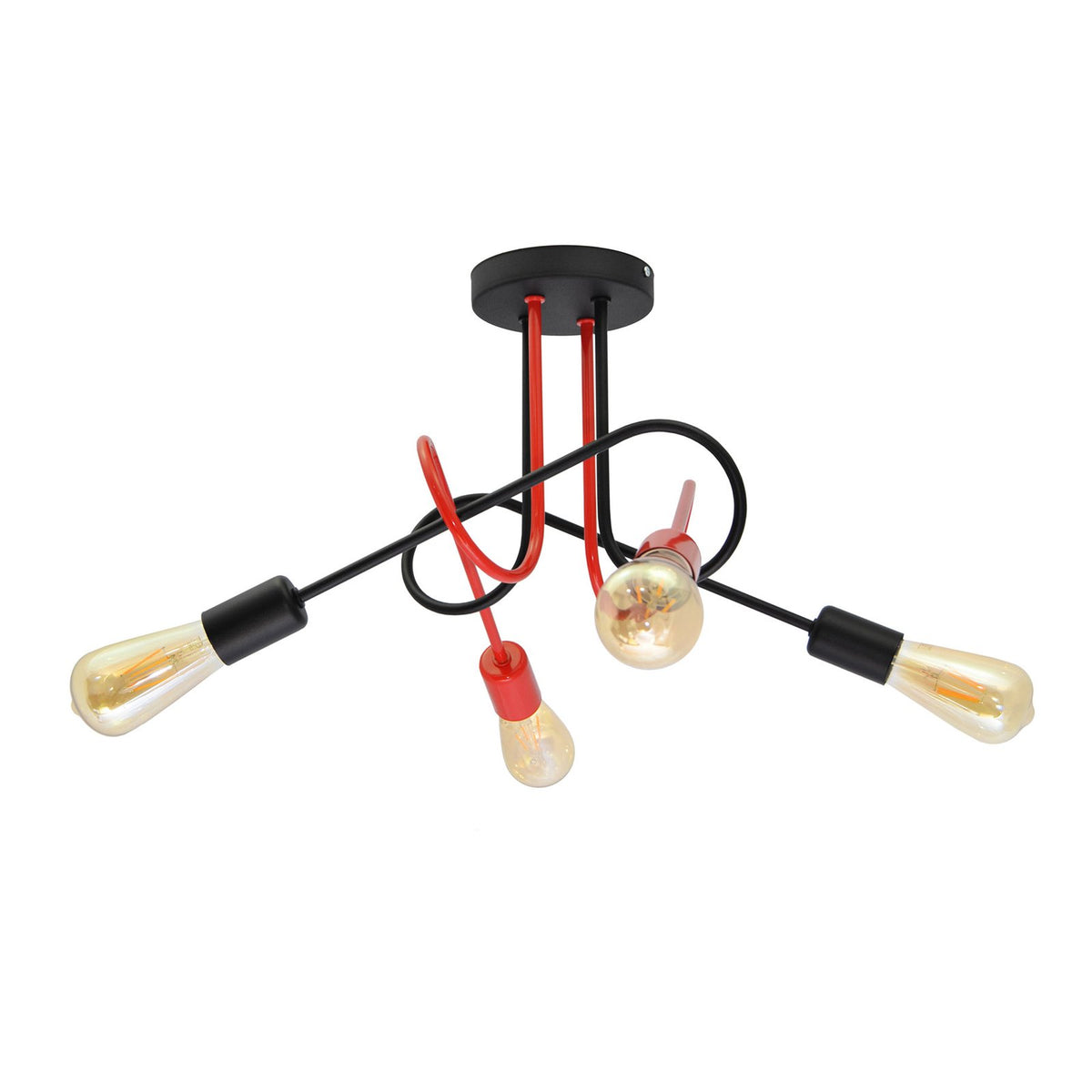 HELAM Deckenleuchte Lampe Cambridge schwarz rot 4-flg E27 Eisen Wohnbeleuchtung - 5902349231082