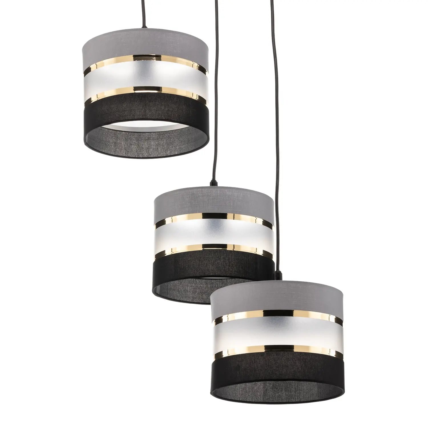B-Ware Helam Pendelleuchte Hängelampe Helen Rund Grau Schwarz Gold 3 Flammig Esszimmer - 5902349228839