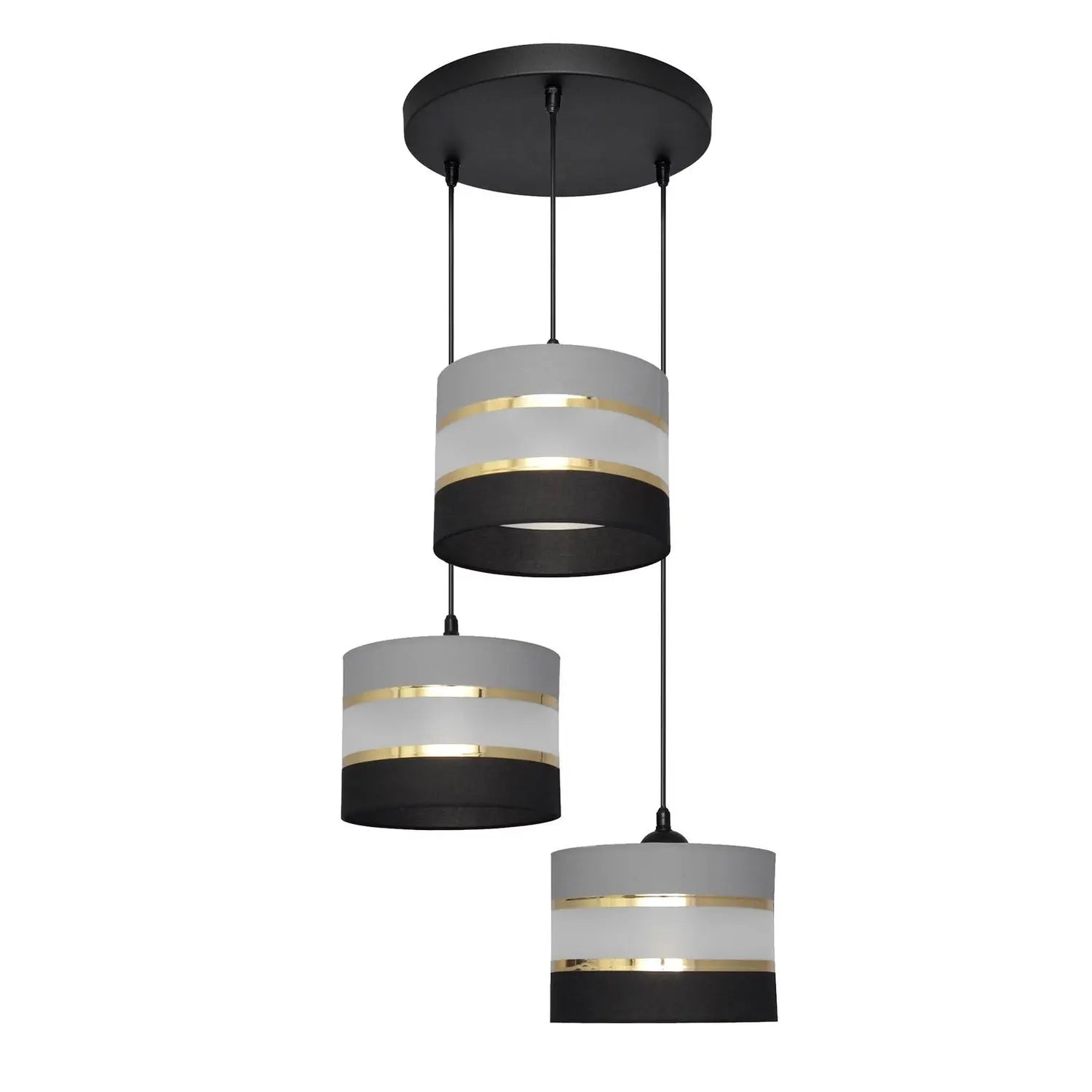 B-Ware Helam Pendelleuchte Hängelampe Helen Rund Grau Schwarz Gold 3 Flammig Esszimmer - 5902349228839