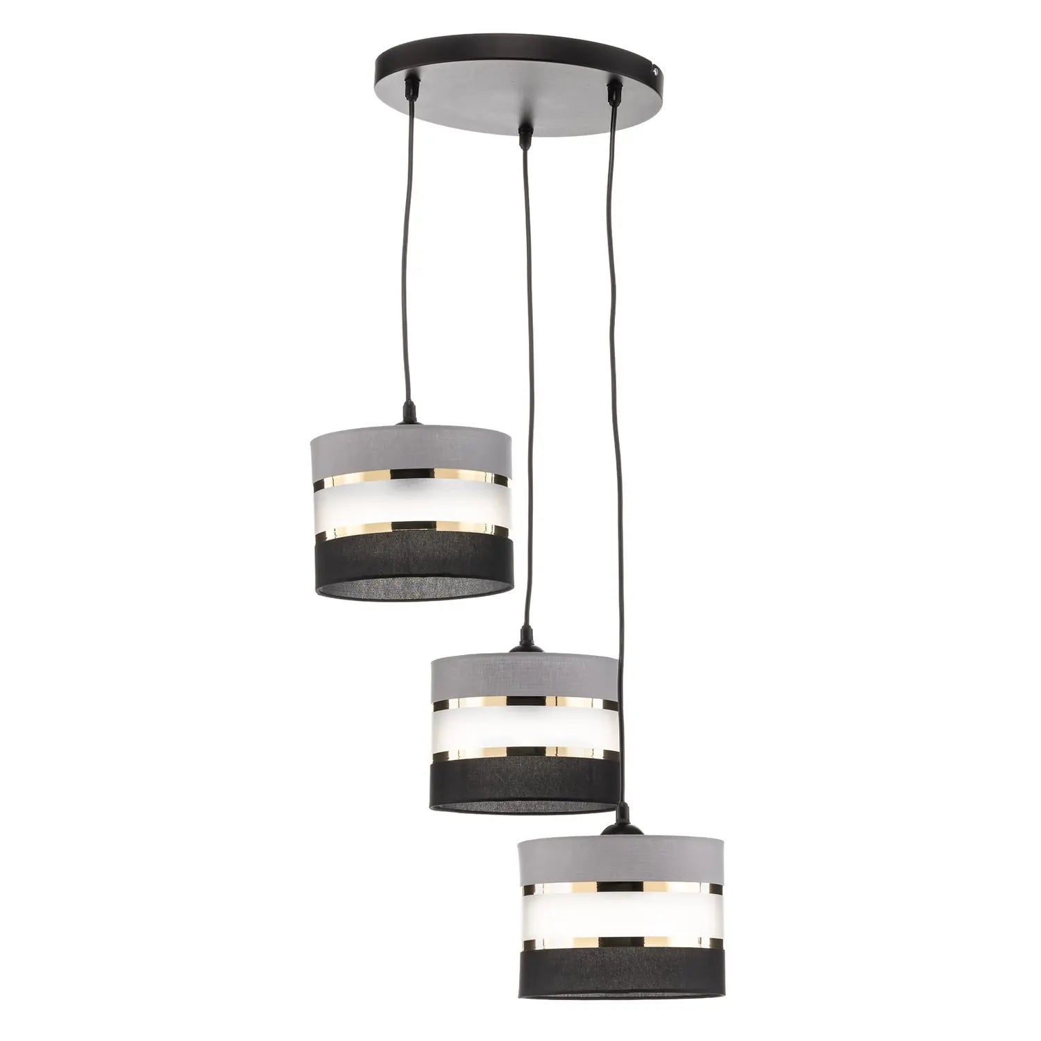 B-Ware Helam Pendelleuchte Hängelampe Helen Rund Grau Schwarz Gold 3 Flammig Esszimmer - 5902349228839
