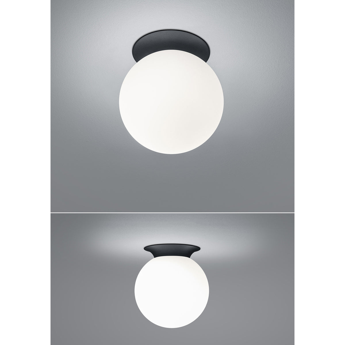 HELL Deckenleuchte Lampe Blob Kugelschirm Opalglas schwarz Ø 20 cm E27 - 4045542230375